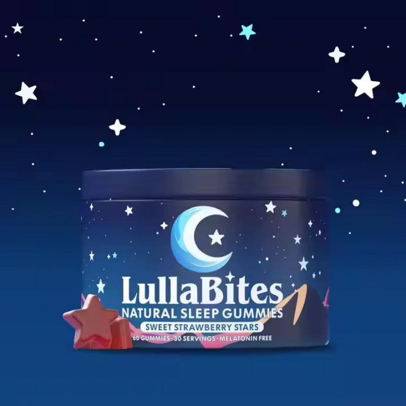 LullaBites Natural Sleep Gummies – Vegan, Gluten-Free, 5-HTP + L-Theanine for Stress Relief, Relaxation & Restorative Sleep